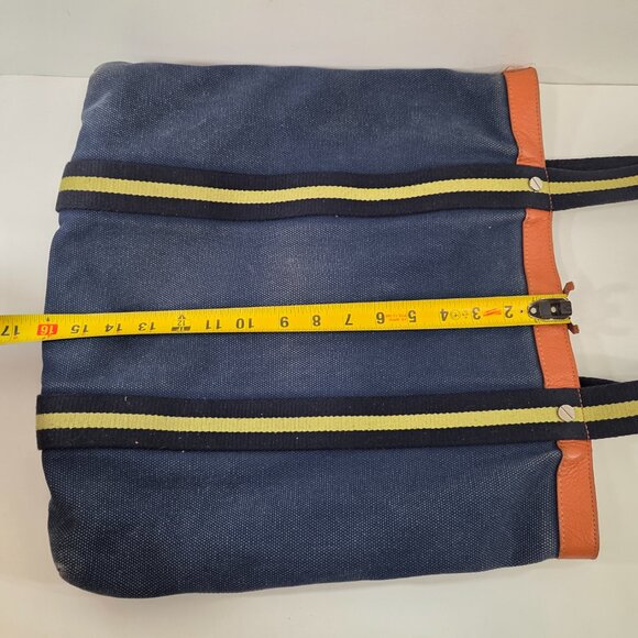 Tory Burch Large Pacey Book Tote Bag Blue Canvas Large Logo Purse - Picture 15 of 16